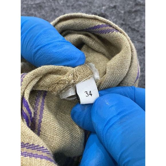 Sandro Tan Linen Blend Talia Striped Midi Sleeveless Dress EU 34 US 2 - Picture 4 of 4